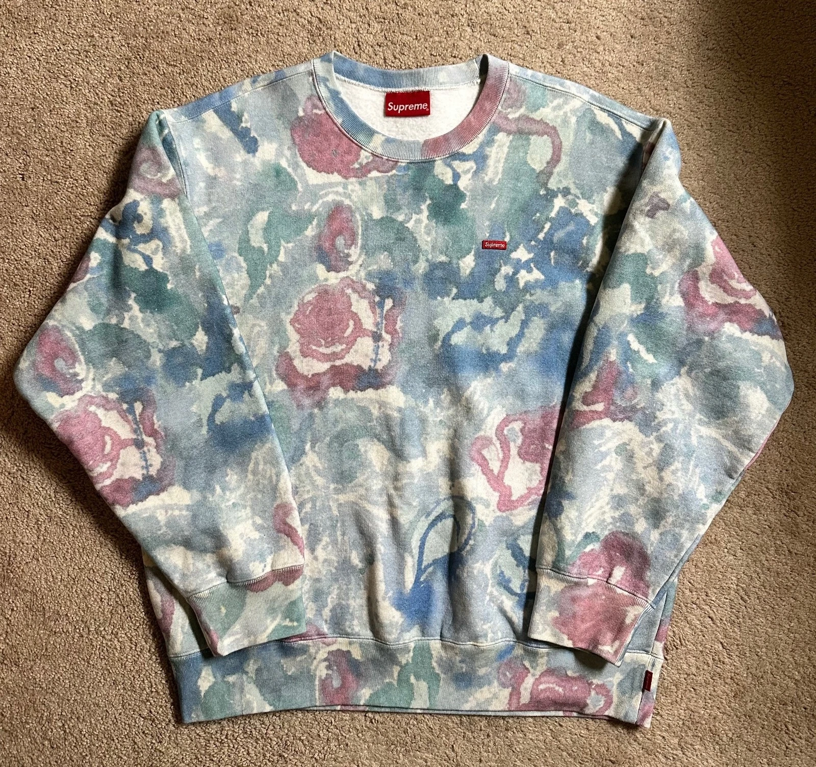 Sweat à capuche homme Supreme Small Box Logo Col Rond SS21 Aquarelle Floral Taille M NEUF