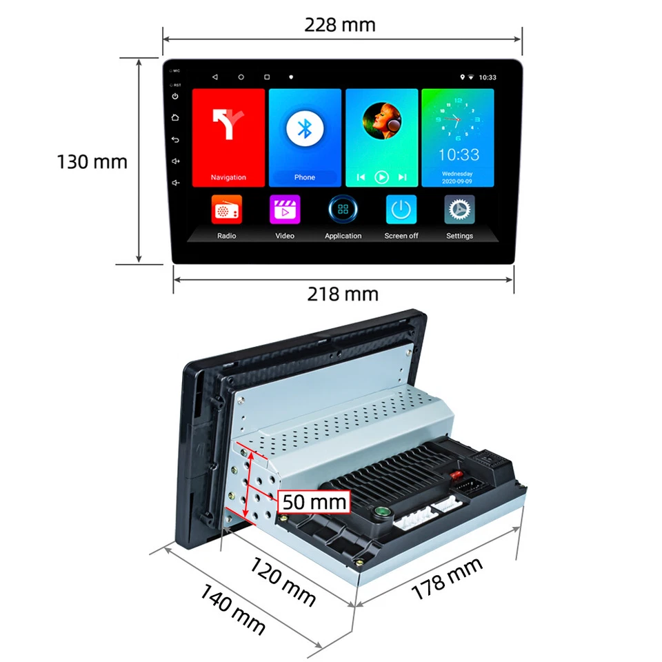 Single 1 DIN 9" Android 12 Apple CarPlay Car Stereo Radio GPS WIFI FM Head Unit - Image 2 of 4