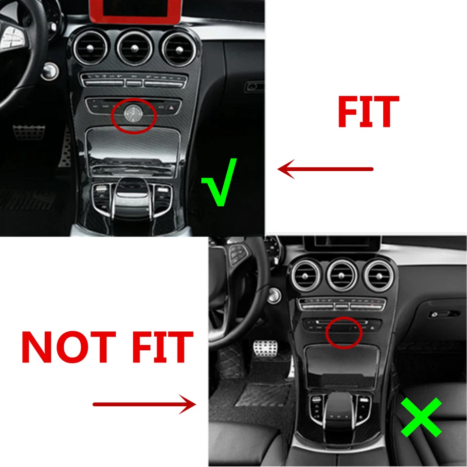 Marco de cambio de marchas central de textura de fibra de carbono moldura para Mercedes Benz W205 Foto 2 de 4