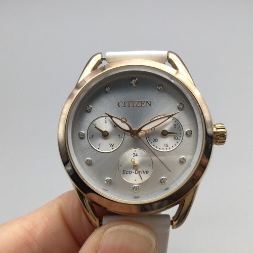 Citizen Eco Drive Watch Women 37mm Silver Rose Gold Tone E111-S111986 Day Date - Picture 9 of 17