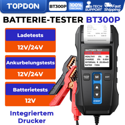 TOPDON BT300P Auto Batterietester 12V Testgerät Prüfer mit Eingebaut Drucker KFZ