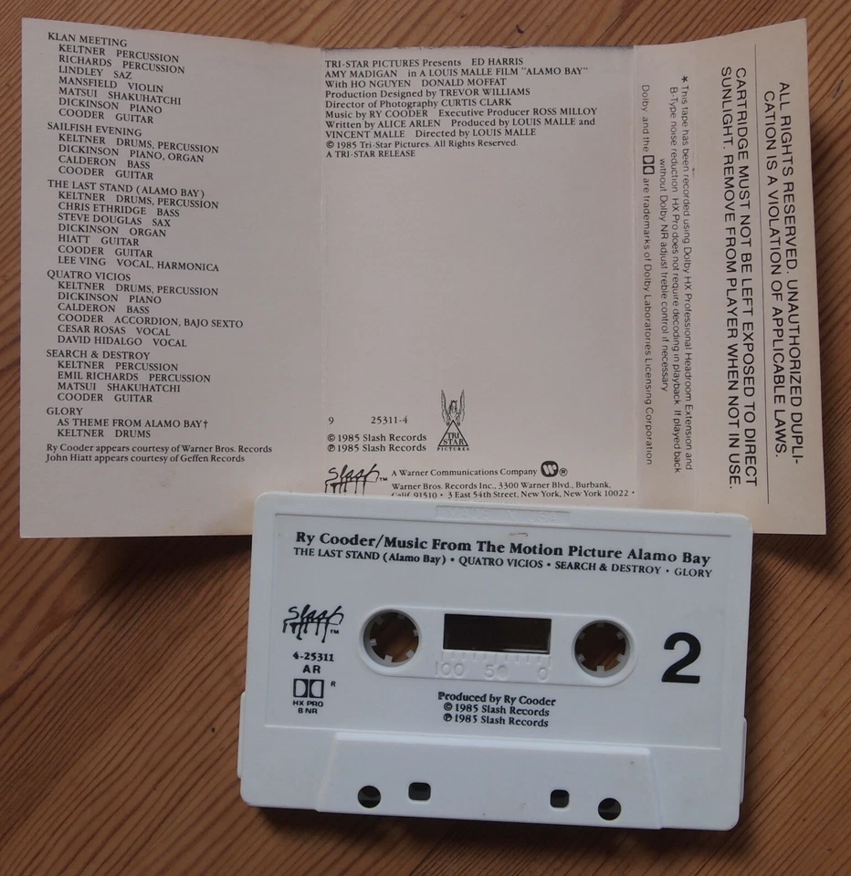 RY COODER - ALAMO BAY (SLASH 9253114) 1985 USA CASSETTE TAPE SOUNDTRACK BLUES - Image 3 of 3