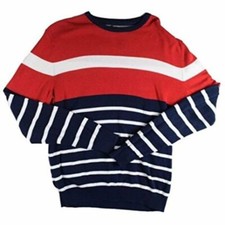 Club Room Mens Knit Striped Pullover Sweater Red S