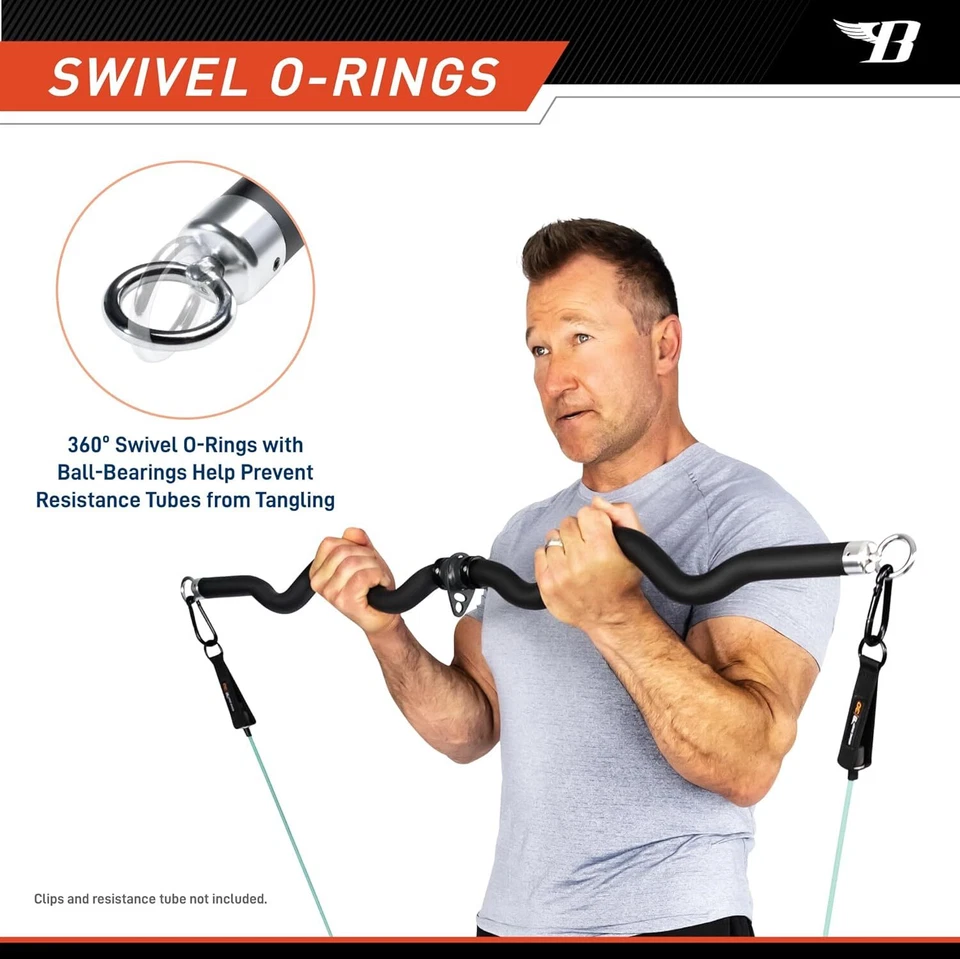 Barra de rizos de ejercicio de lujo para dorsales, rizos y más BBEB-7355 negra 47 pulgadas Foto 4 de 4