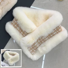 100% Real Rex Rabbit Fur Collar Winter Scarf Shawl Stole Wrap Neck Warmer