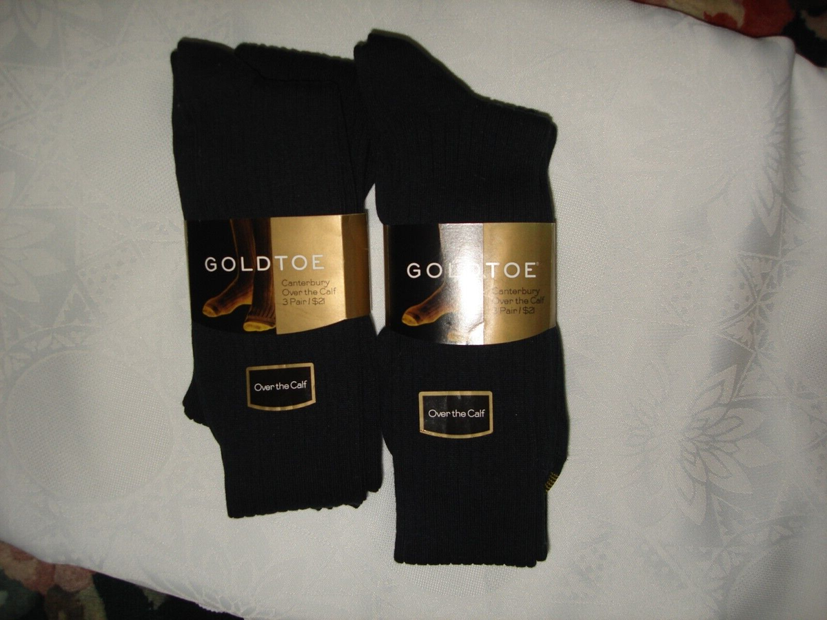 Vtg New 5 Pair GOLDTOE Black Canterbury Over The Calf Cotton Nylon Socks  10-13 | eBay