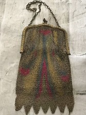 Vintage 1920's Enameled Maille Mesh Art Deco Flapper Bag Purse Made in Germany