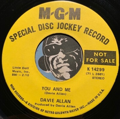 DAVIE ALLAN Country Rock 45 You And Me b/w It's The Little Things You Do VG++