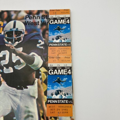 1981 West Virginia vs Penn State Nittany Lions Football Program w/2 Ticket Stubs - Picture 3 of 13
