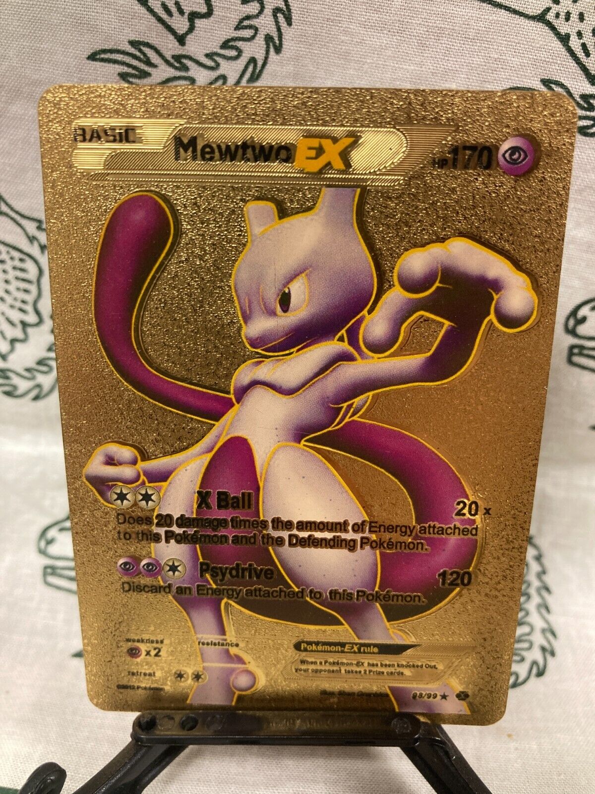 Mewtwo EX 98/99 Next Destinies Gold Foil FanArt Pokemon Card HP 170