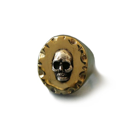 Mexikanischer Biker Ring Totenkopf Kreuz Vintage Silber Messing Herren Pirat Kapitän Seemann - Bild 1 von 12