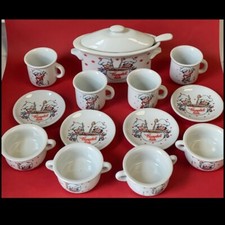 Vtg CAMPBELL'S Child  s Soup Time China Set 1992 Toy SET 15 Piece Cup Bowl Plates