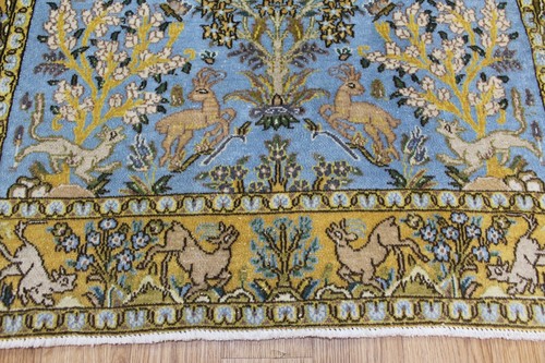 ANTIQUE HANDMADE ORIENTAL RUG HUNTING DESIGN WITH SUPERB COLOR 150 X 103 CM - Picture 4 of 24