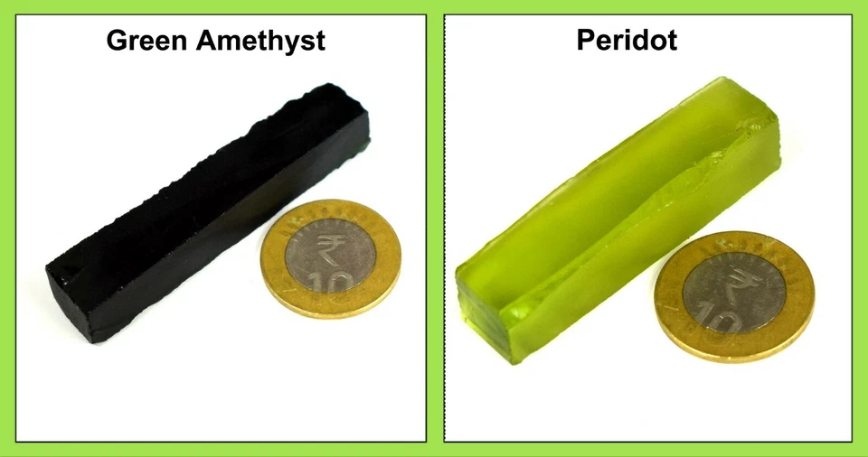 Par áspero de piedras preciosas de amatista verde y peridoto de 180 quilates certificado AD646 Foto 3 de 4