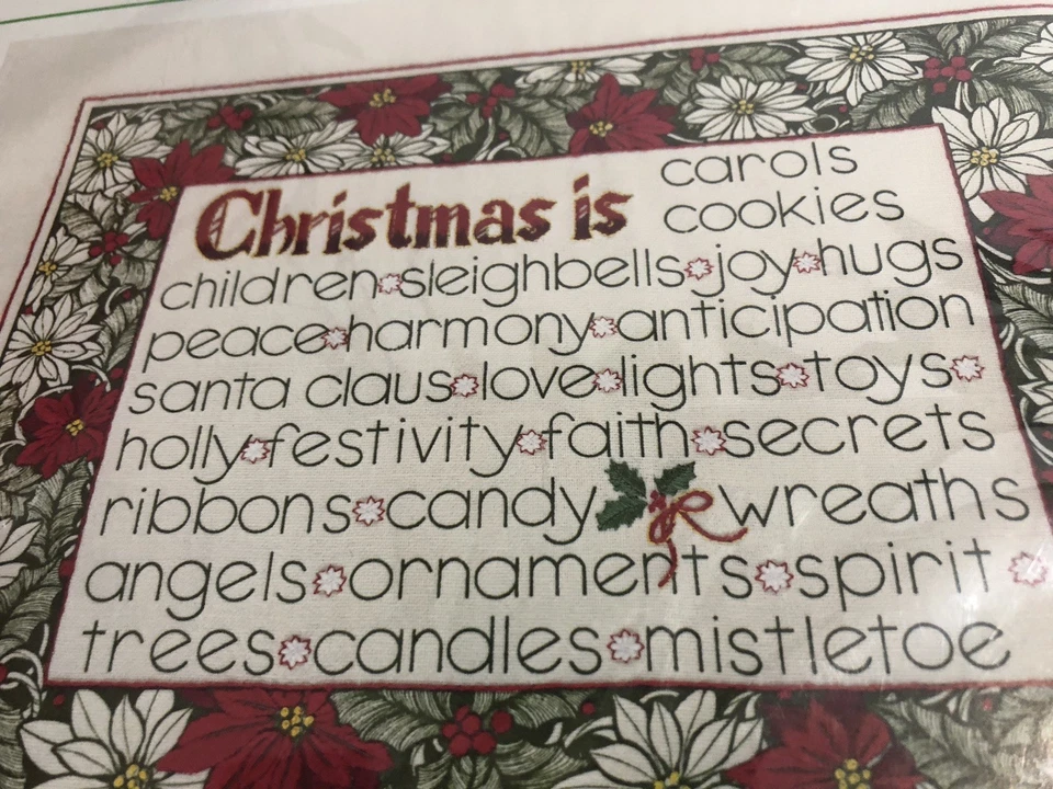 Nuevo Kit Bordado Puesta de Sol Nuevo en Paquete Lista de lo que es Navidad 17x21 Tela Estampada Foto 3 de 4