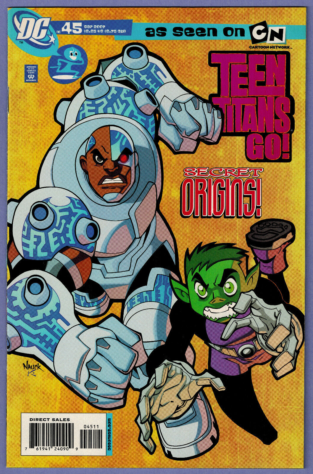 TEEN TITANS GO #45 CYBORG BEAST BOY ORIGINS 2007 NAUCK NM SHARP CARTOON NETWORK