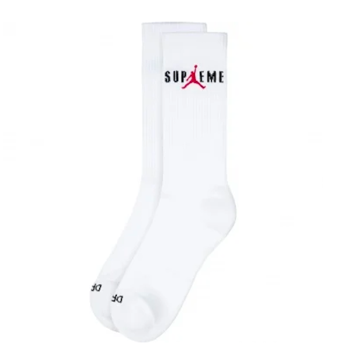 SUPREME FW24 JORDAN CREW SOCKS (2 PACK) JUMPMAN BLACK WHITE - Picture 6 of 7