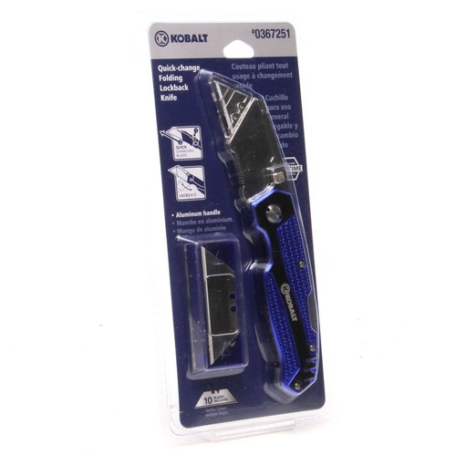 Kobalt Utility Knife & 11 Blades Foldable Speed Release Quick Change Box Cutter - Picture 3 of 3