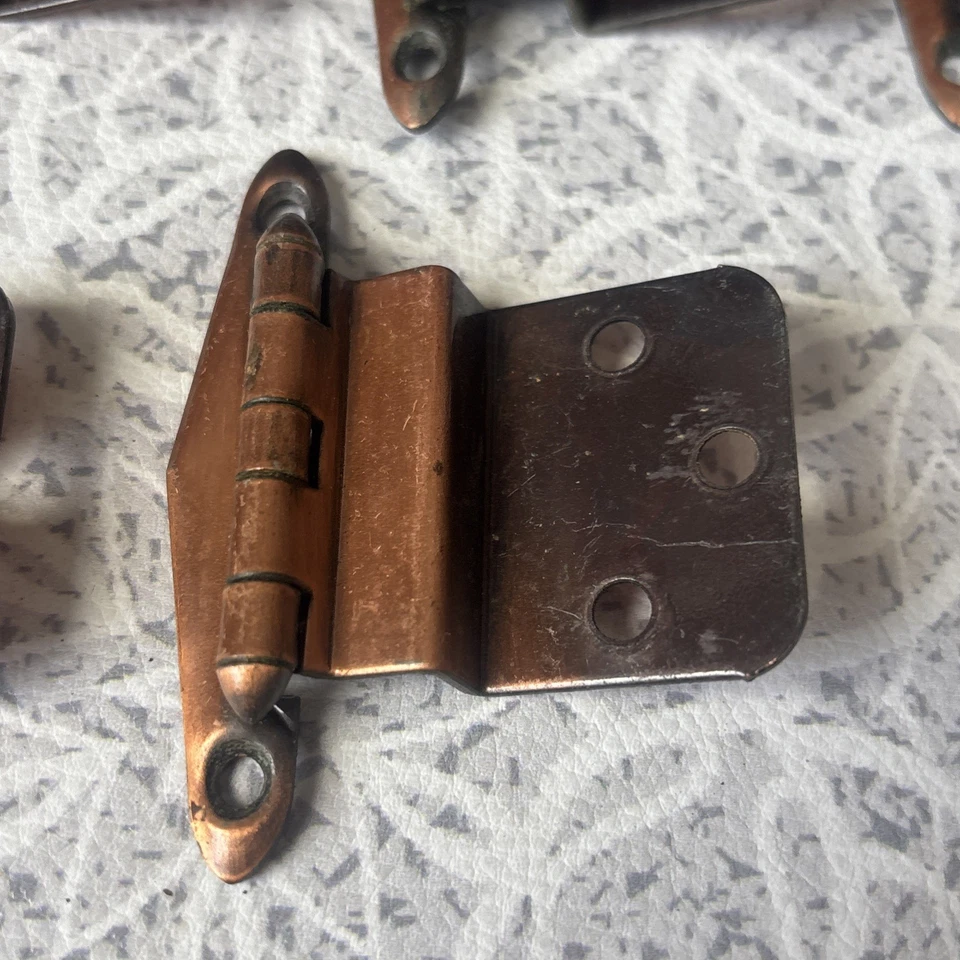 10 MCM Vintage Provincial Style Copper Color Offset Hinges Lot - Image 2 of 4