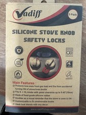 Vadiff Silicone Gas Stove Child Safety Knob Locks Oven Knob Guard 5 Pk black