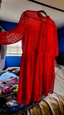 Lane Bryant Orange Floral Crochet Mini Dress Sz 24