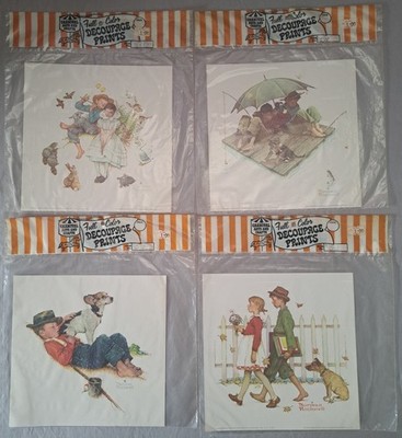 Vintage Carnival Decoupage Prints Lot of 4 Norman Rockwell Style Very Good