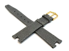 VTG NOS OEM GUCCI Lizard Glossy Grey 18mm Watch Strap Generic Gold Buckle