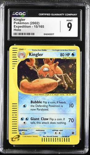 CGC 9 MINT Kingler 15/165 Expedition Holo Pokemon Card