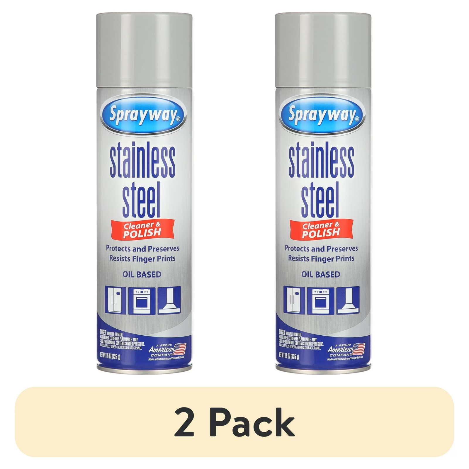 Stainless Steel Cleaner and Polish Spray 15oz 2 Pack Streak Free