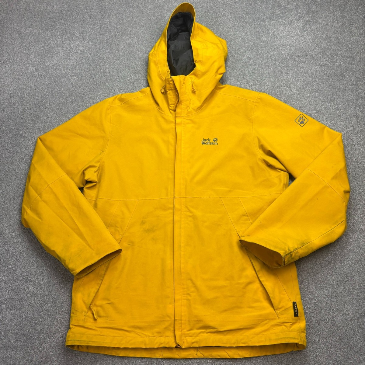 Jack Wolfskin Jacket Adult Large Yellow 3-In-1 Texapore Hood Lined Coat Men*