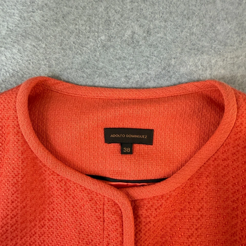 Chaqueta Blazer Adolfo Dominguez Cremallera Frontal EU 38 US 6 Bolsillos Mezcla Algodón Coral Foto 2 de 4