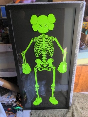 Kaws: Original Fake Skeleton Full Set FRAMED! GREEN,PINK,ORANGE,BONE