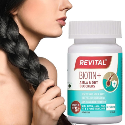 Revital Biotin+ with Amla& DHT Blockers for Support Hair Growth &Strength 50 tab