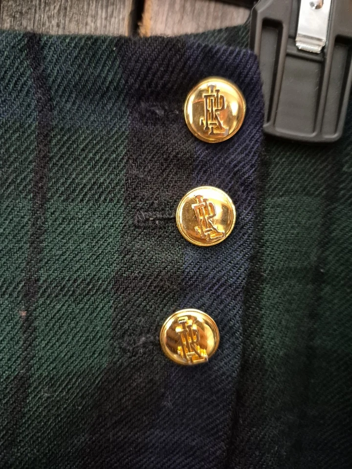 Vintage Lauren Ralph Lauren Black Watch Plaid 100% Wool Wrap Skirt 14 Old Money - Image 3 of 4