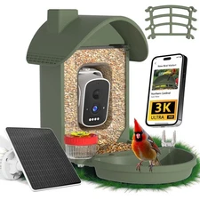 Bird Feeder with Camera, AI Identification, 3K Live View, 2.4G WiFi, Auto Rec...