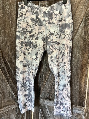 RBX Womens Pink Gray Sz Medium Rise Activewear Floral Pilates Yoga (RB429GPNK)