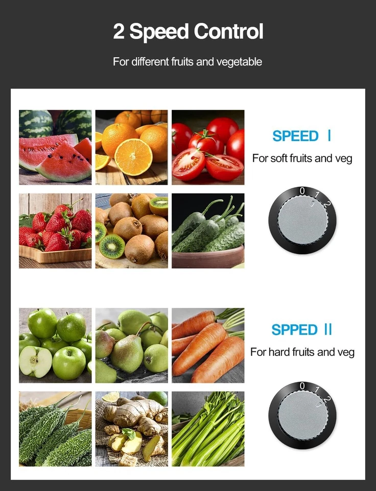 "Máquina exprimidora, extractor exprimidor centrífugo 800 W con boca ancha conducto de alimentación de 3""" Foto 3 de 4