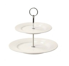 Solar White Porcelain 2 Tier Cake Stand Afternoon Tea Wedding Display Tray