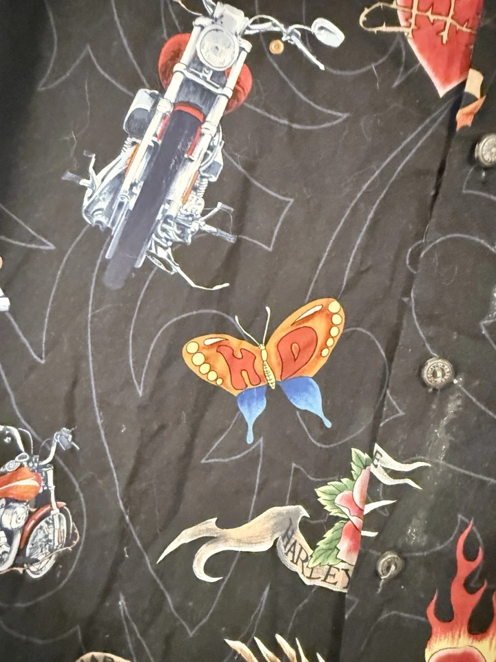 Camisa Harley Davidson Tori Richard Hombre Grande Negra Live to Ride Manga Corta Foto 4 de 4