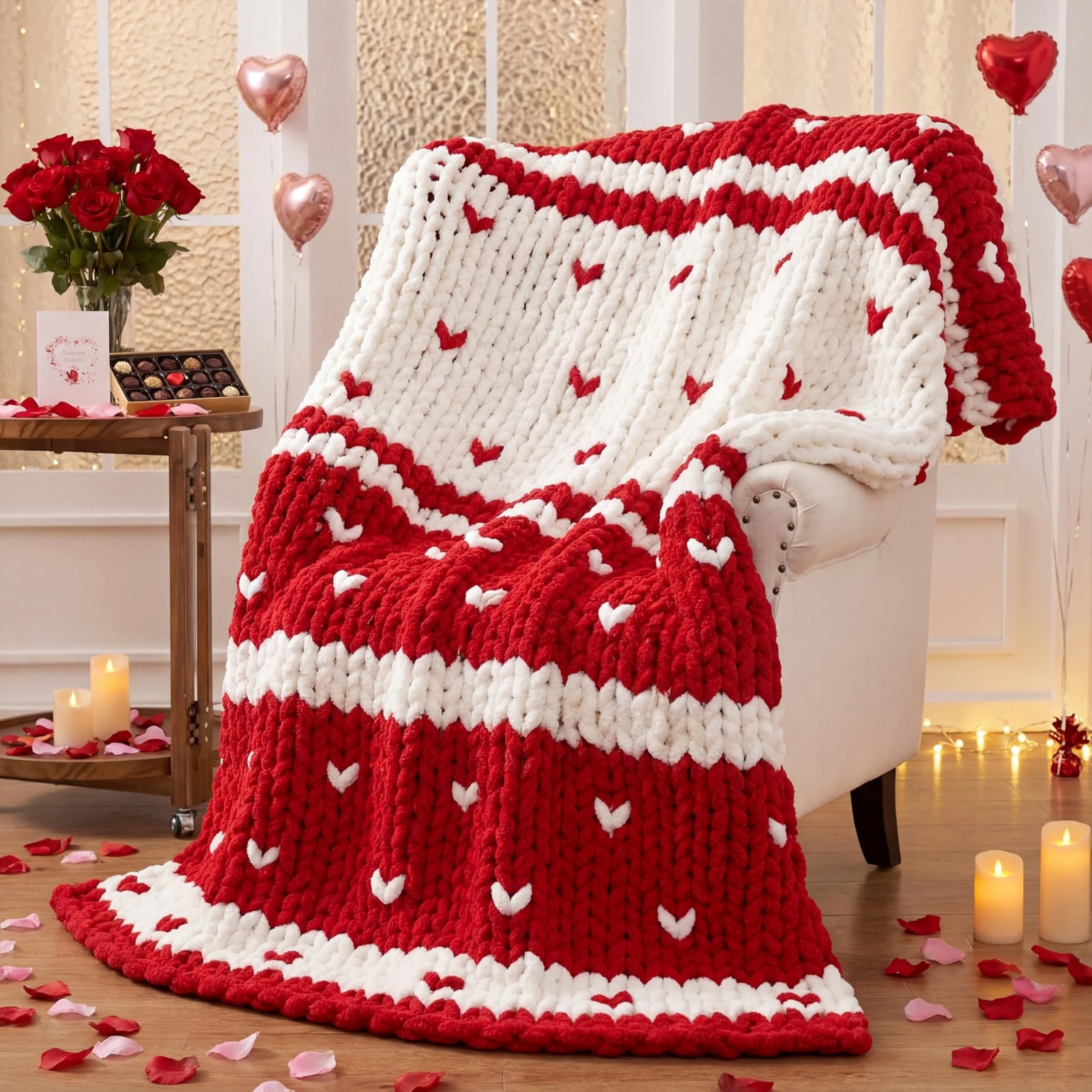 Large 50" X 60" Handmade Cream Chenille Loop Yarn F...