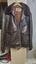 Vintage Sears Leather Shop Made in USA Brown Aviator Leather Motorcycle Jacket