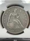 NGC VF25 1859 SEATED LIBERTY DOLLAR SCARCE DATE. PERFECT FOR THE GRADE