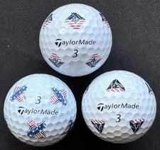 Three TaylorMade TP5 Limited Edition USA American Flag LOGO Golf Balls - 4A