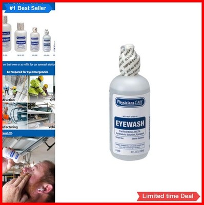 Eye Wash Solution 4oz Sterile Isotonic Buffered Flushing Saline Single Use
