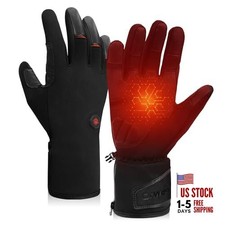 Heated Gloves for Men Women,Rechargeable Battery Heated Work Medium Black