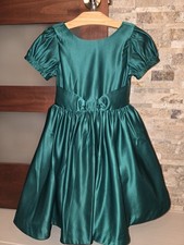 NWT Janie And Jack Girls Emerald Green Satin Holiday Party Dress  10