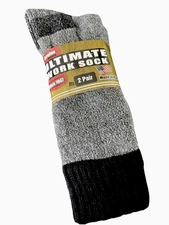 2 PAIRS - Carolina Ultimate Merino Wool Blend Work Boot Socks Black