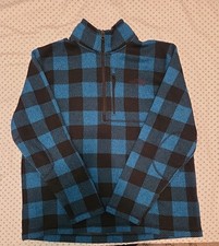The North Face Fleece Pullover Quarter Zip Plaid Blue Black Mens Size XL