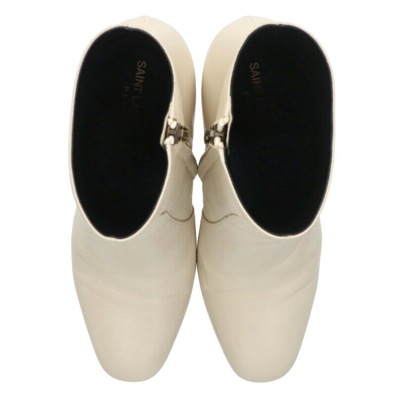 Saint Laurent Paris Short Boots Shoes EU 38 US 8 Leather Off White Authentic thumbnail 14