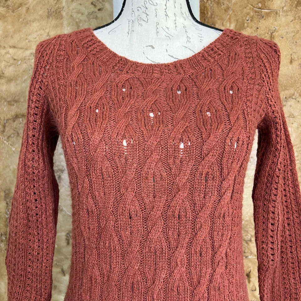 Vestido Suéter Anthropologie Sparrow Tejido con Cable Mujer XS Lana Cachemira Mezcla Óxido Foto 3 de 4